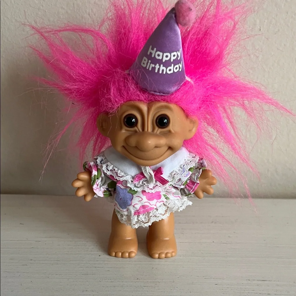 1990’s Russ Happy Birthday Troll Doll with Birthday Hat